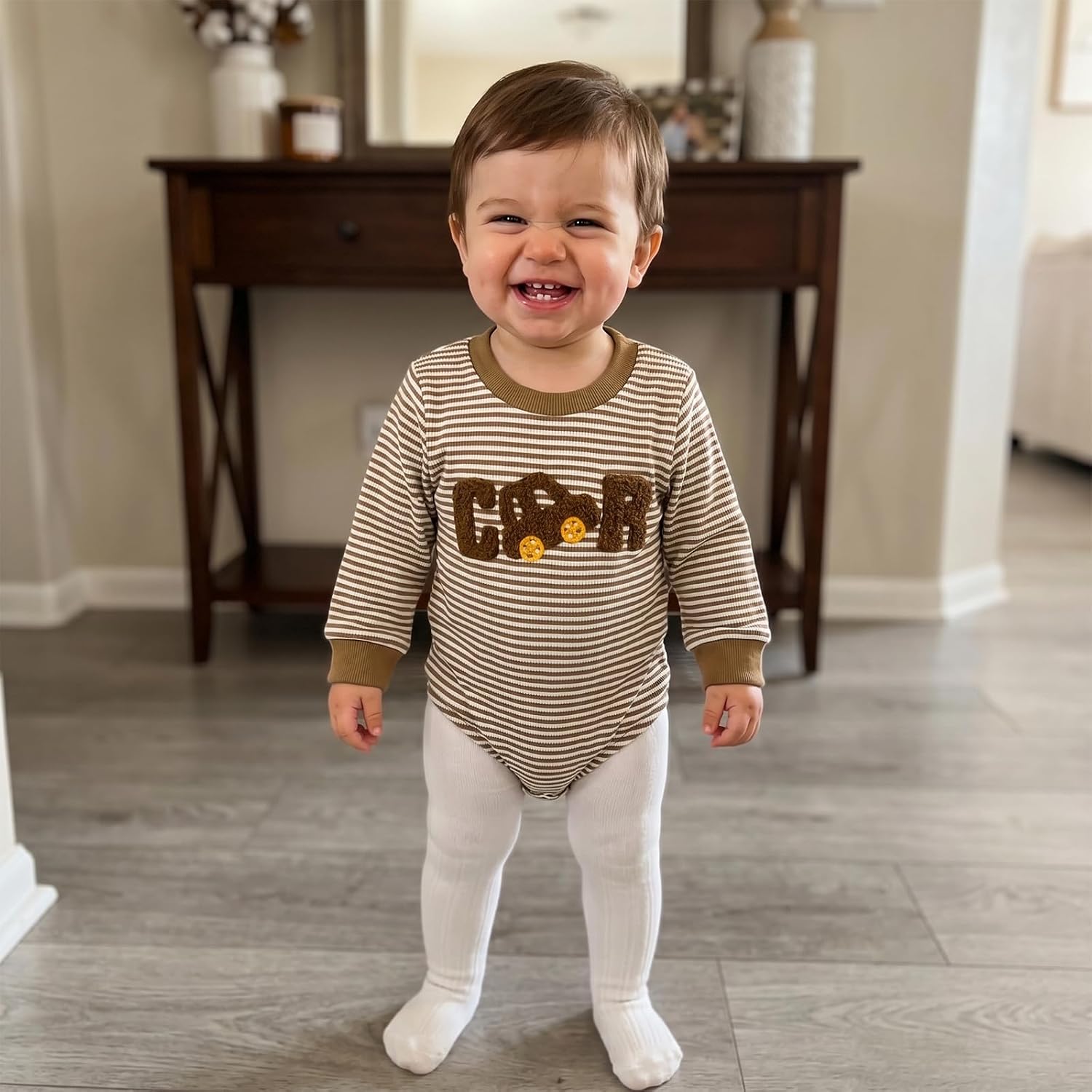 Infant Baby Boy Fall Waffle Stripe Clothes Funny Romper Bodysuit Newborn Boy Winter Sweatshirt 3 6 12 18 Months