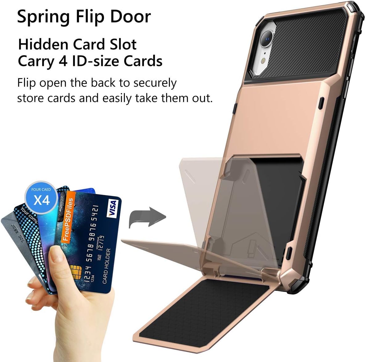 Vofolen for iPhone XR 10R Case Wallet with Card Holder Rose Gold image 2