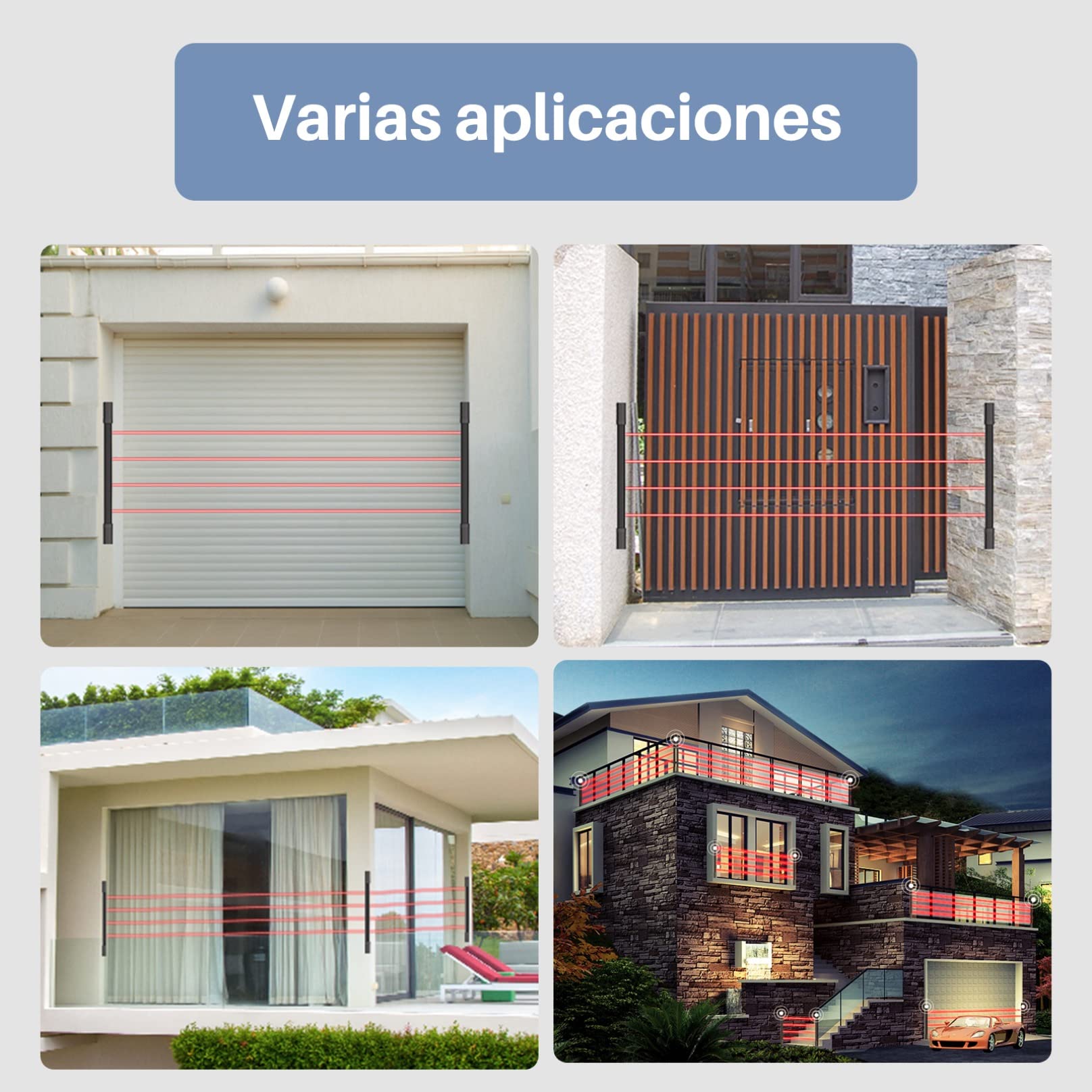 Chuango AID-420 Sensor De Infrarrojos Multihaz - Detector Para Entradas, Puertas De Garajes o Balcones, Protección IP66, 3 Niveles De Sensibilidad Ajustables