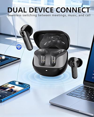 Miniatura 6 de Auriculares inalámbricos con cancelación activa de ruido, batería de larga duración de 140 horas Bluetooth 5.4, emparejamiento multidispositivo,