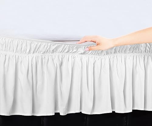 Miniatura 4 de Elegant Comfort Lujosa falda de cama elástica con volantes sólidos y envolventes, con caída a medida de 16 pulgadas, fácil ajuste, calidad premium,