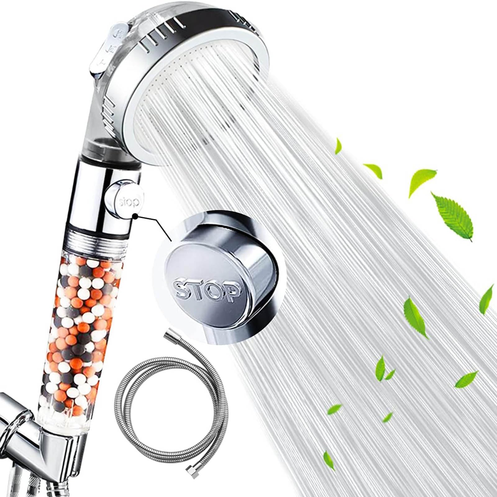 NOSAME Shower Head, Filtration High Pressure Shower Head Water Saving with 3 Mode Function Spray Handheld Showerheads for Dry Skin & Hair (Modern (Shower Head and Hose))