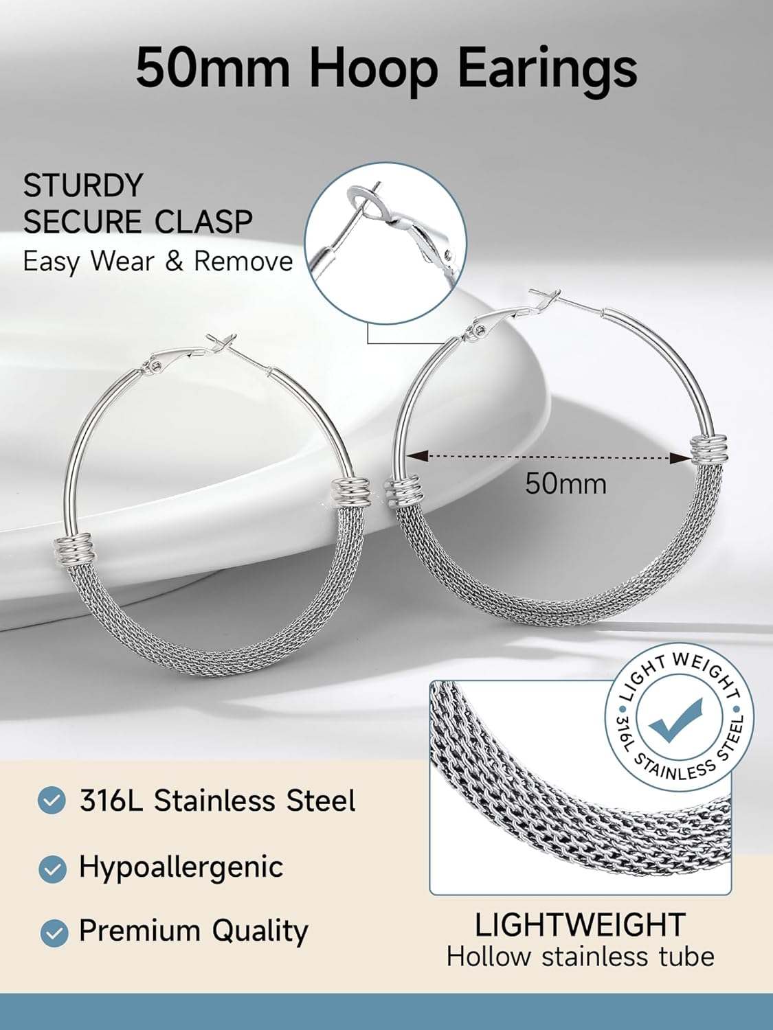 PROSTEEL 30/40/60/80/100mm Chunky Hoop Earrings For Women Gold Plated/Black Stainless Steel Hoops Earrings Statement Jewelry - Image 4