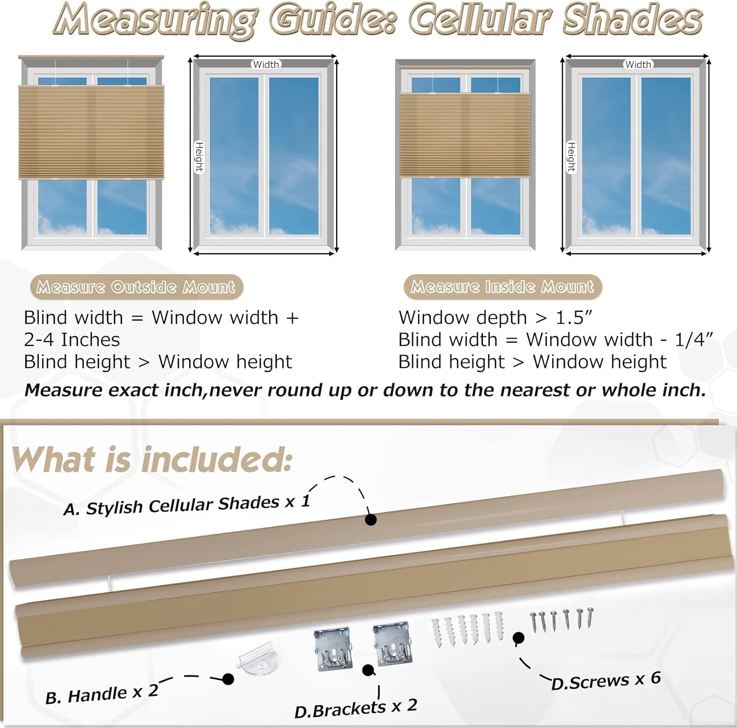 Keego Top Down Bottom Up Window Blinds Cordless Light Filtering Shades for Home-Custom Cut to Size Noise Cancelling Window Shades & Blinds for Windows Kitchen Bedroom Office (Khaki, 33" W x 44" H)