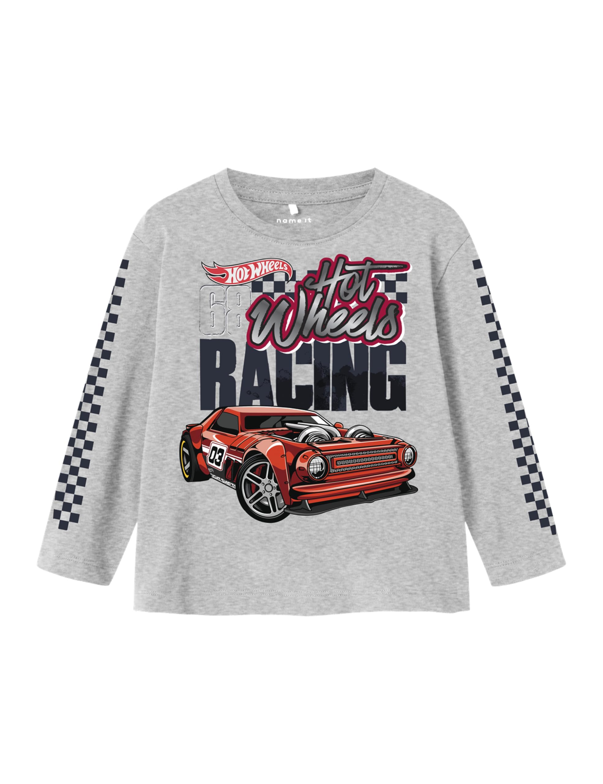 NAME IT Nmmjarl Hotwheels Nreg Ls Top Box Sky chłopięce, szary melanż, 104