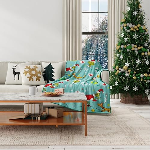 Miniatura 9 de Franco Collectibles Grinch by Dr. Seuss Holiday Bedding - Manta súper suave de micro raschel, 46 x 60 pulgadas, (producto oficial con licencia)
