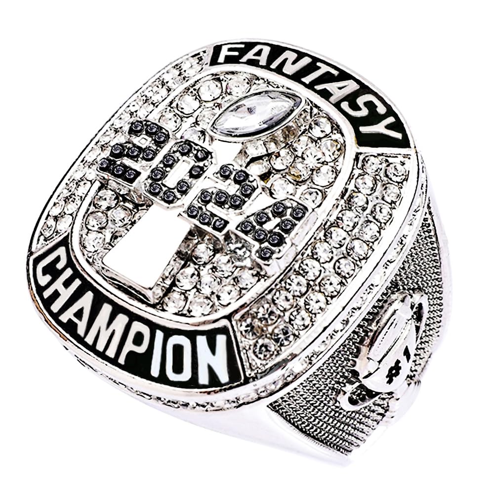 guancrown 2024 Fantasy Football Championship Ring Award Prize Trophy Sports Winner FFL Champion Ring (ring with stand, size 12)