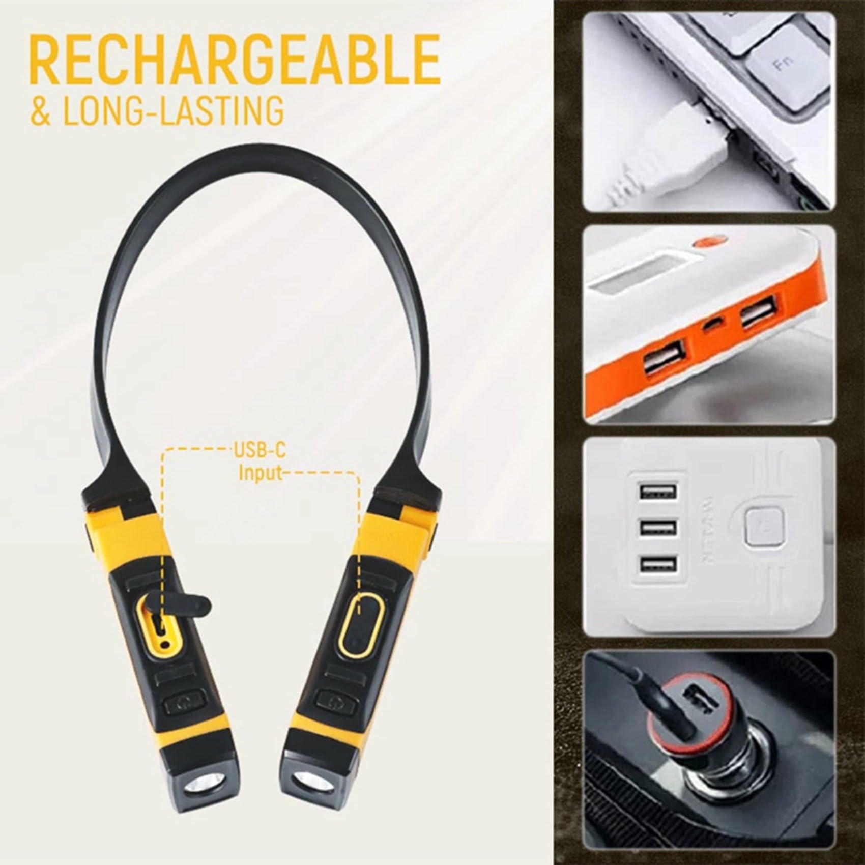 3X Lampada da Lettura USB Ricaricabile, Lampada da Collo per Libri, 2 Livelli di Luminosità, Bracci Pieghevoli per Leggere, Riparazione