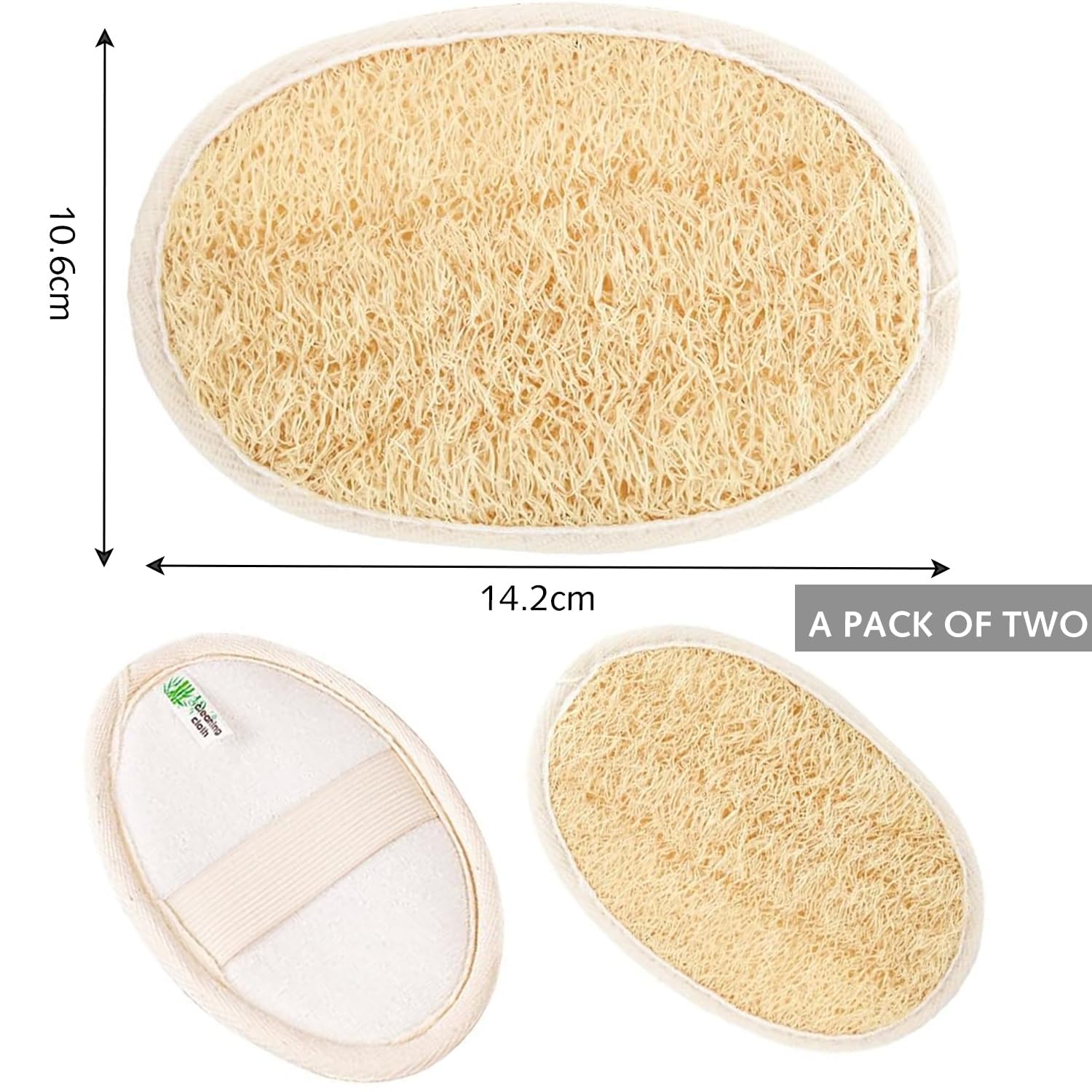 2 sztuki naturalnej gąbki Loofah peeling do ciała, przyjazna dla środowiska i biodegradowalna gąbka pod prysznic, loofah dla kobiet i mężczyzn