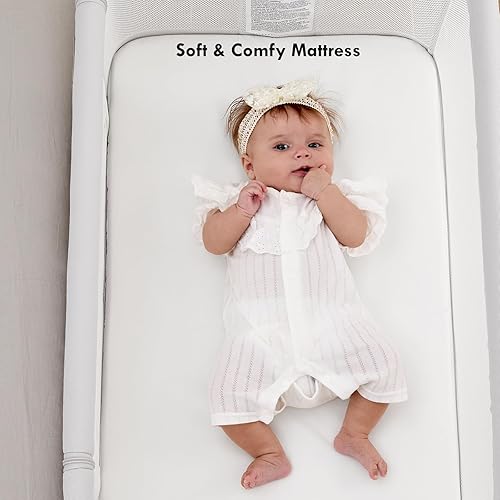 Miniatura 6 de Moisés para bebé, cuna mecedora 3 en 1 para bebé con altura ajustable de 6 niveles, 4 ruedas y paredes de malla transpirable, moisés portátil con