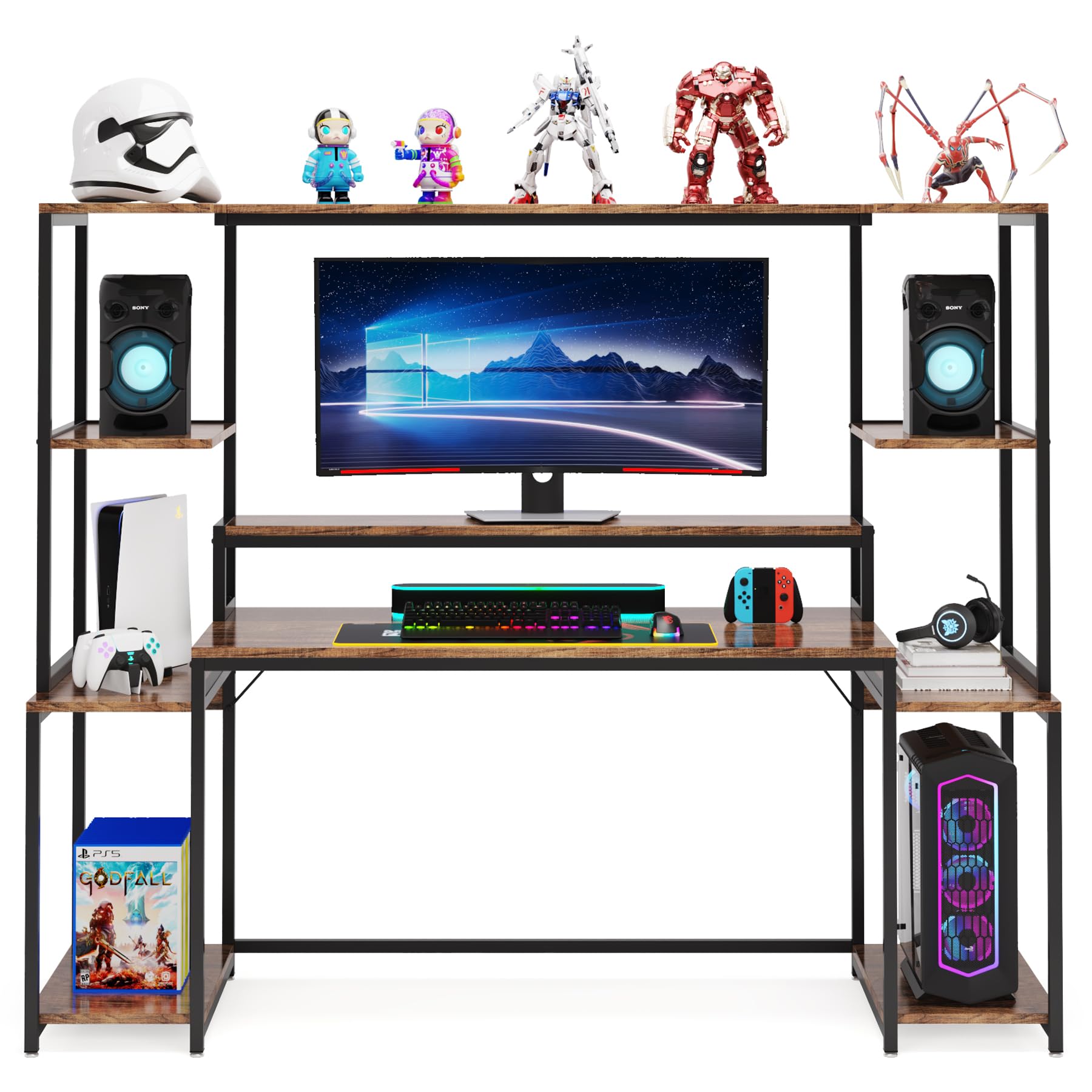 Buy Tribesigns 70 inch Rustic Computer Desk with Hutch and Shelf