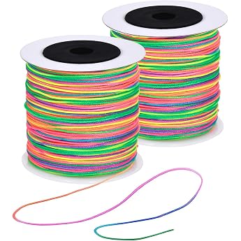 160 m Rainbow Nylon Cord for Bracelets 1 mm Nylon Thread Craft Cord Bead Thread Colourful Thread Satin Cord for Bracelets Beads