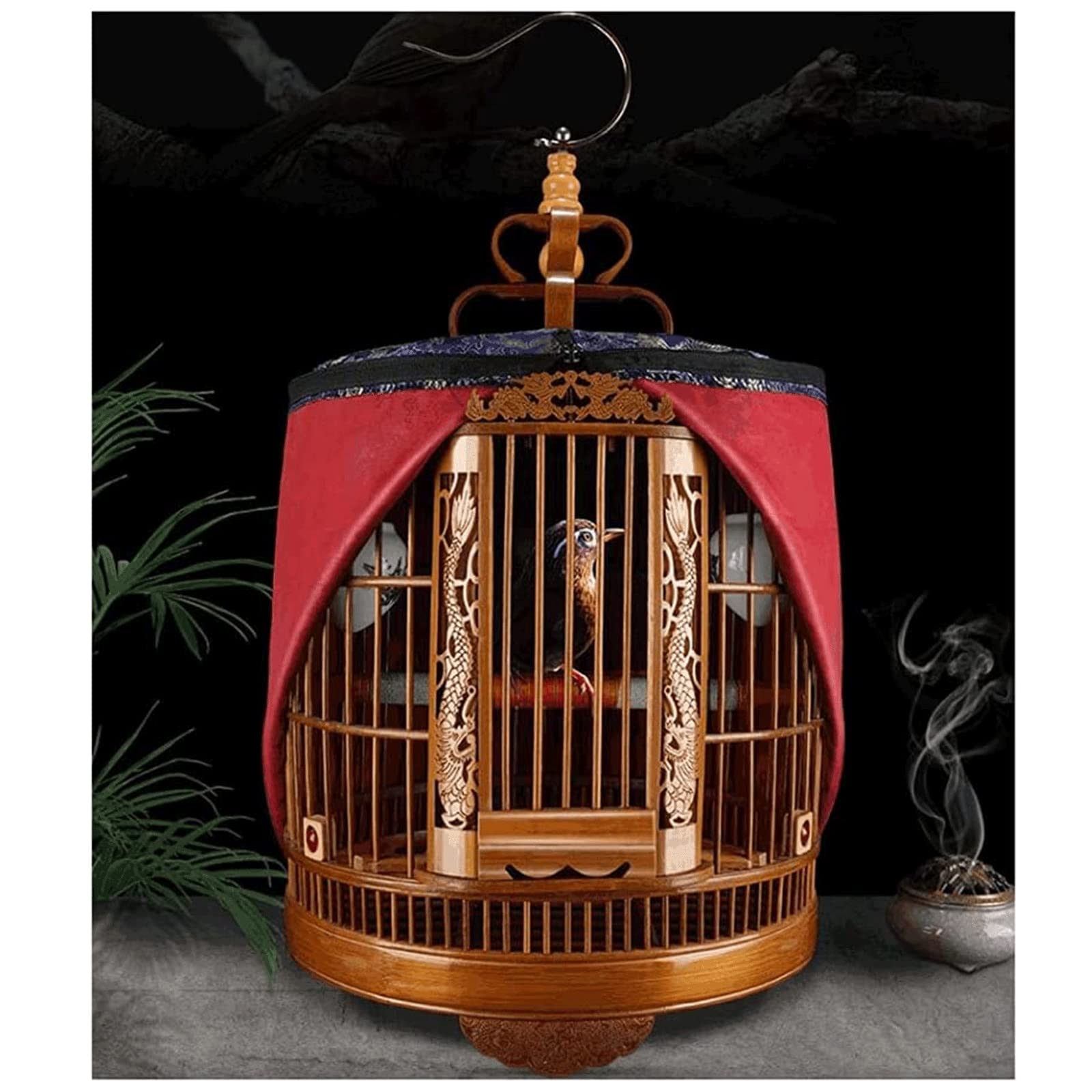 Flight Bird Cage for Medium and Large Birds, Spacious Exquisite Carved Birdcage with Rolling Stand, Portable Travel Cage for Avian Pets