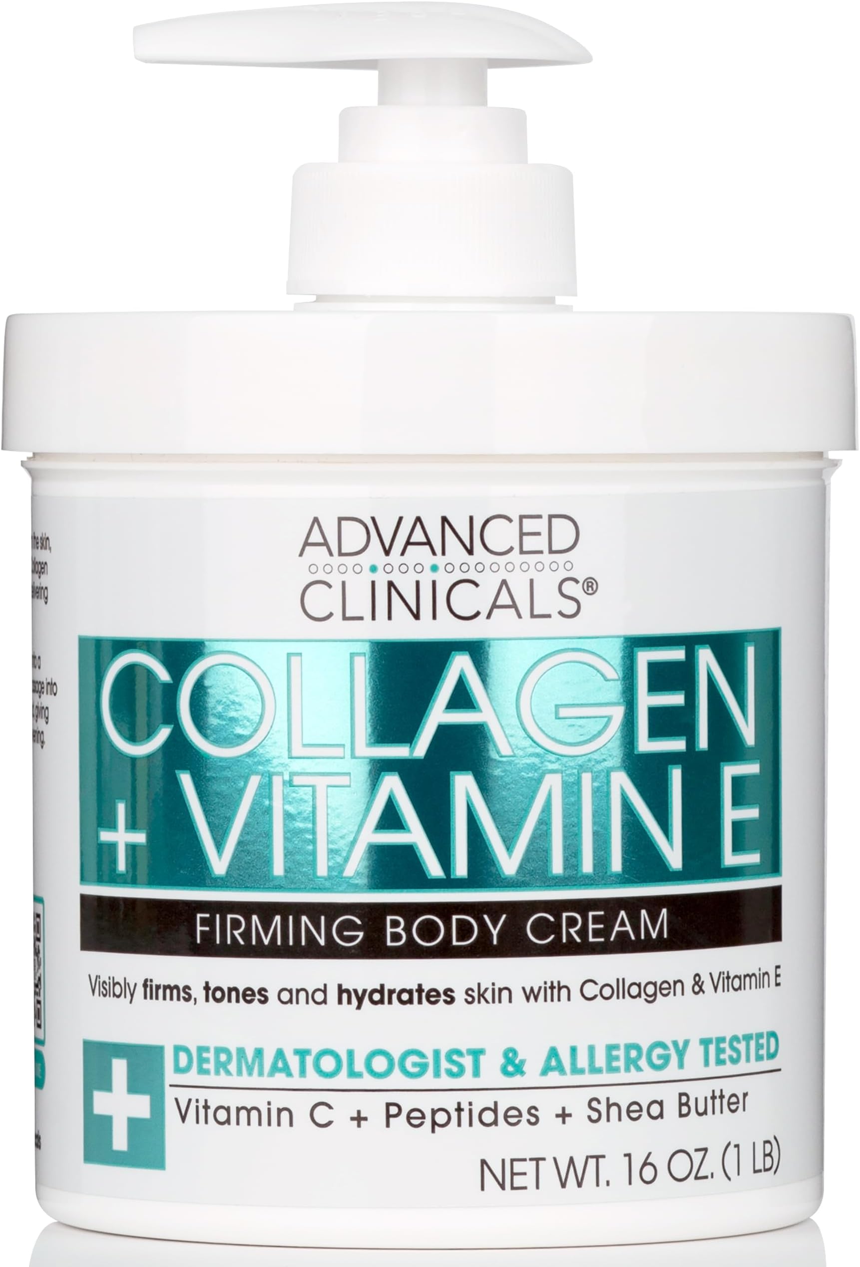 Advanced Clinicals Collagen Cream W/Vitamin E & Cocoa Butter Firming Body Lotion & Face Moisturizer For Women | Skin Firming & Tightening Crepey Skin Care Treatment | Body Skin Care Products, 16 Oz