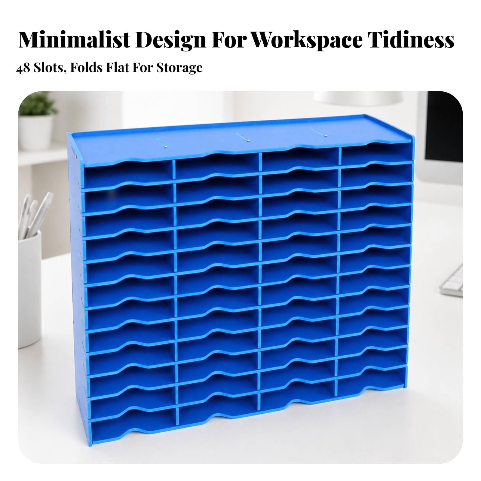 Boîte Rangement Gran Capacité Organiseur Bureau en Plastique PVC Multifonction pr Étudian, 48 Grille