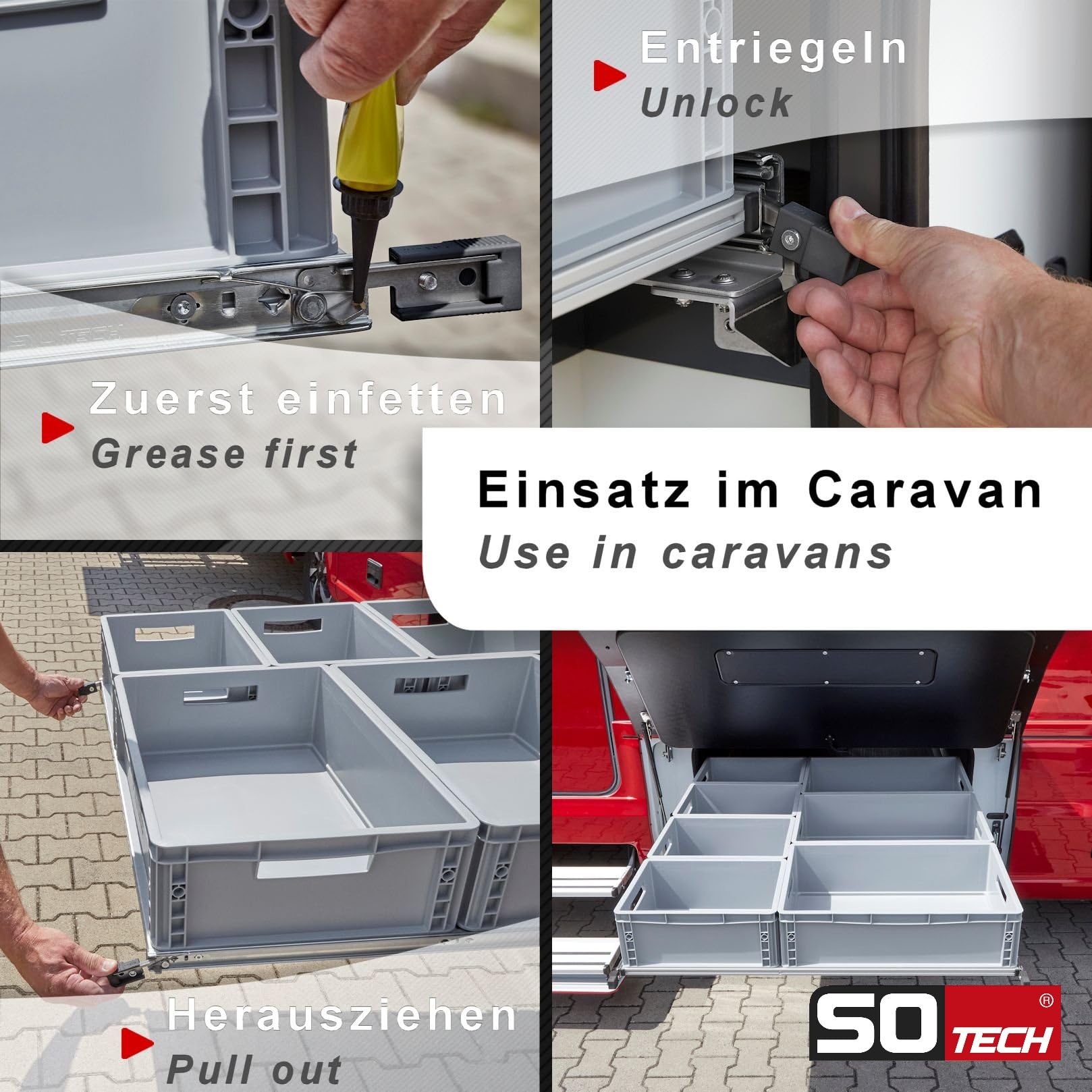 SOTECH 1 par KV2-100-H53-L1050-EH de guías para cajones VarioSlide de alta