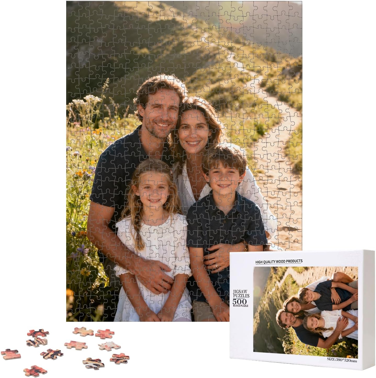 Custom Puzzle 500 Pieces,Personalized Puzzle from Photos, Customized Puzzle for Family, Christmas, Pet, Birthday, Wedding Gift(500-vertica)