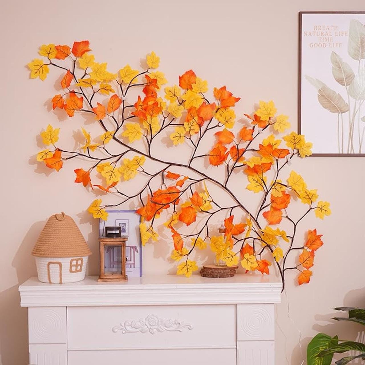 Cherry Blossom LED String Lights, Pink Flower Vine Wall Decor with Remote Control, USB Powered, DIY Indoor Decoration (Vine Wall Light)-image-8