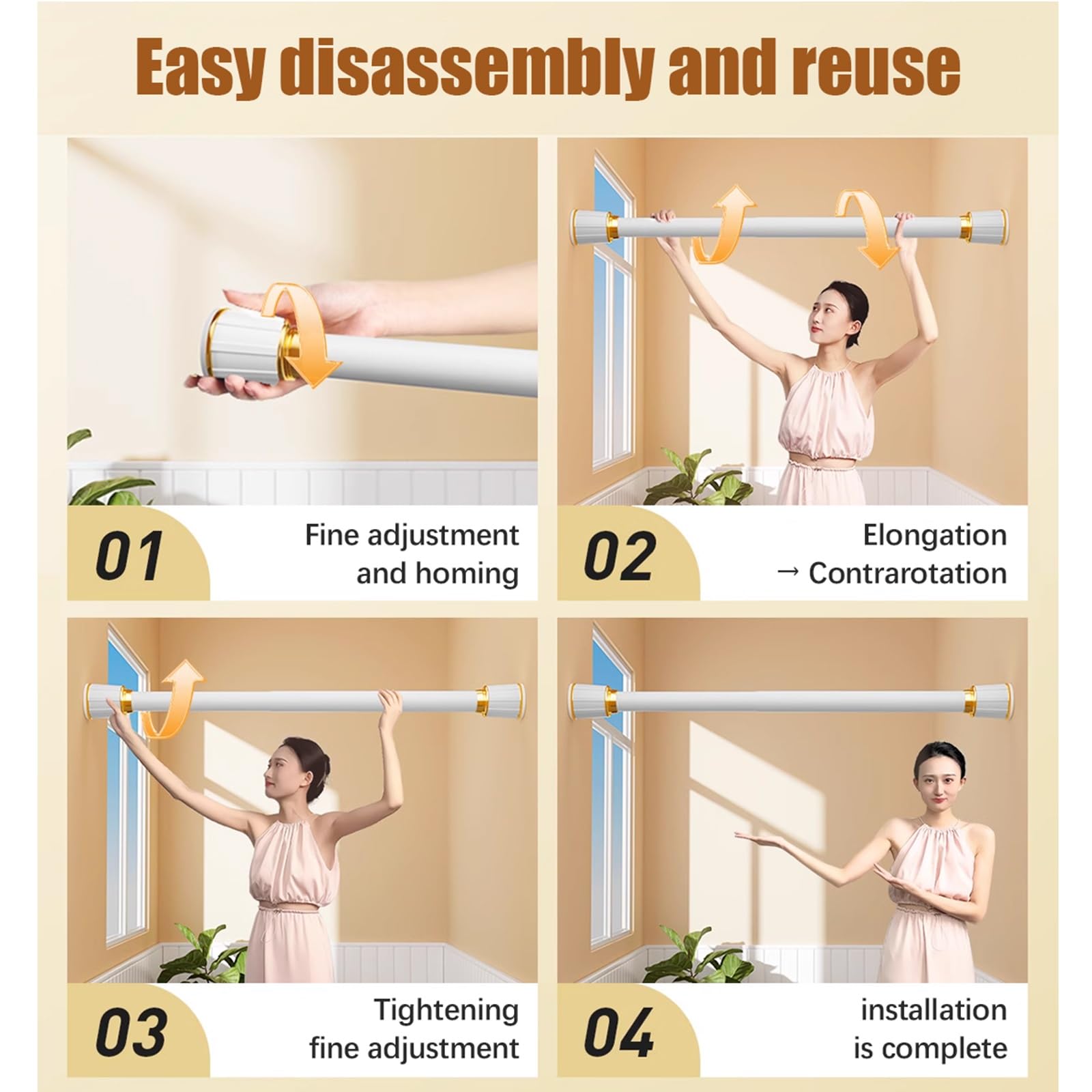 Douchegordijnstang 40-55 cm 110-200 cm veer spanning gordijnroede met douchegordijnringen, 260-350 cm 310-400 cm roestvrijstalen douchestang voor badkamer kast zonder boren, geen roest (grijs, 110-200