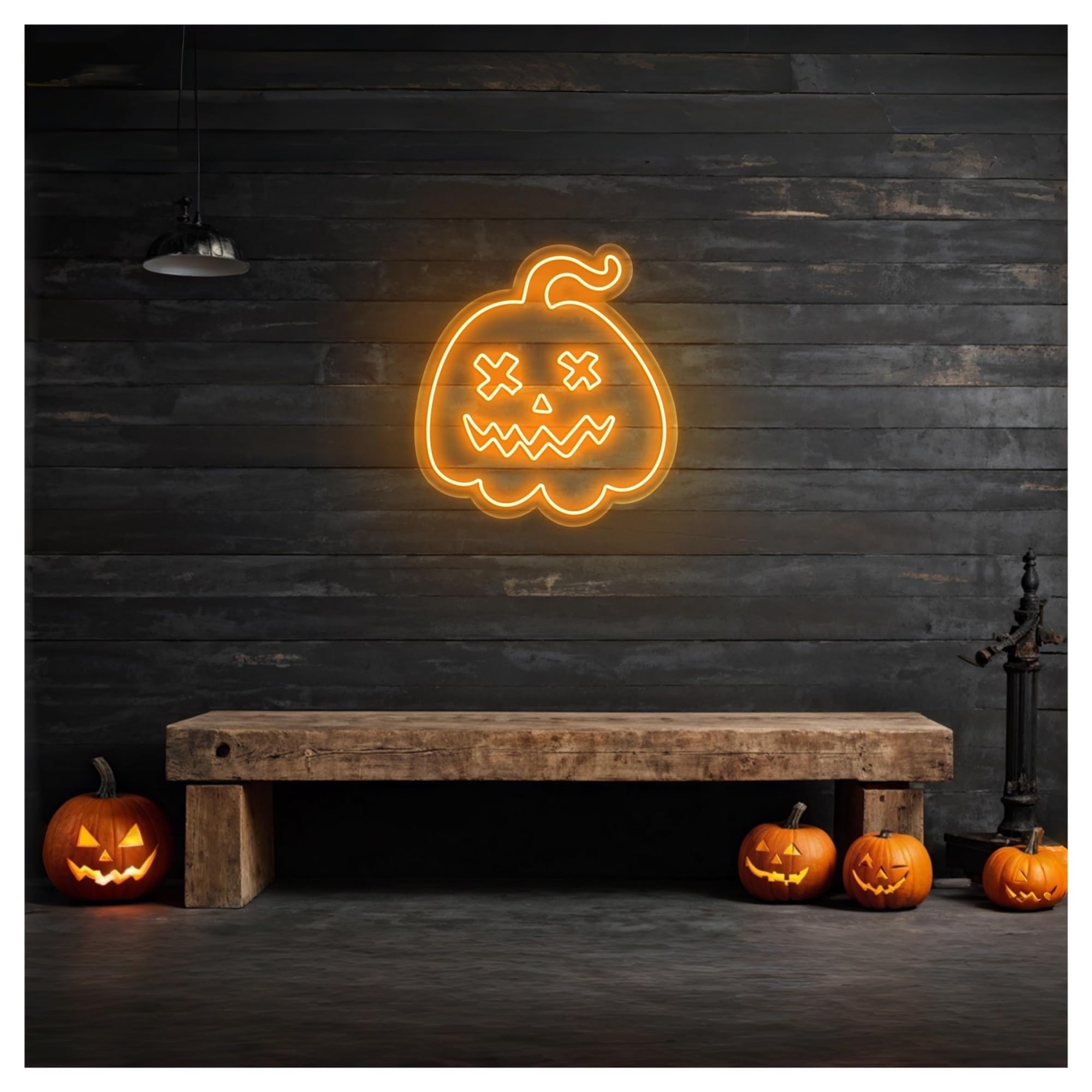 RONGCH Hanging Art Neon Signs Fun Pumpkin Neon Sign, Suitable for Home Party Decor with Brightness Adjustable 46.5cmx50cm(B)