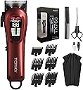 Hair Clippers for Men Professional Clippers for Men Cordless&Corded Barber Clippers for Hair Cutting & Grooming. Rechargeable Hair Trimmer Kit for Household (Red)