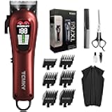Hair Clippers for Men Professional Clippers for Men Cordless&Corded Barber Clippers for Hair Cutting & Grooming. Rechargeable Hair Trimmer Kit for Household (Red)