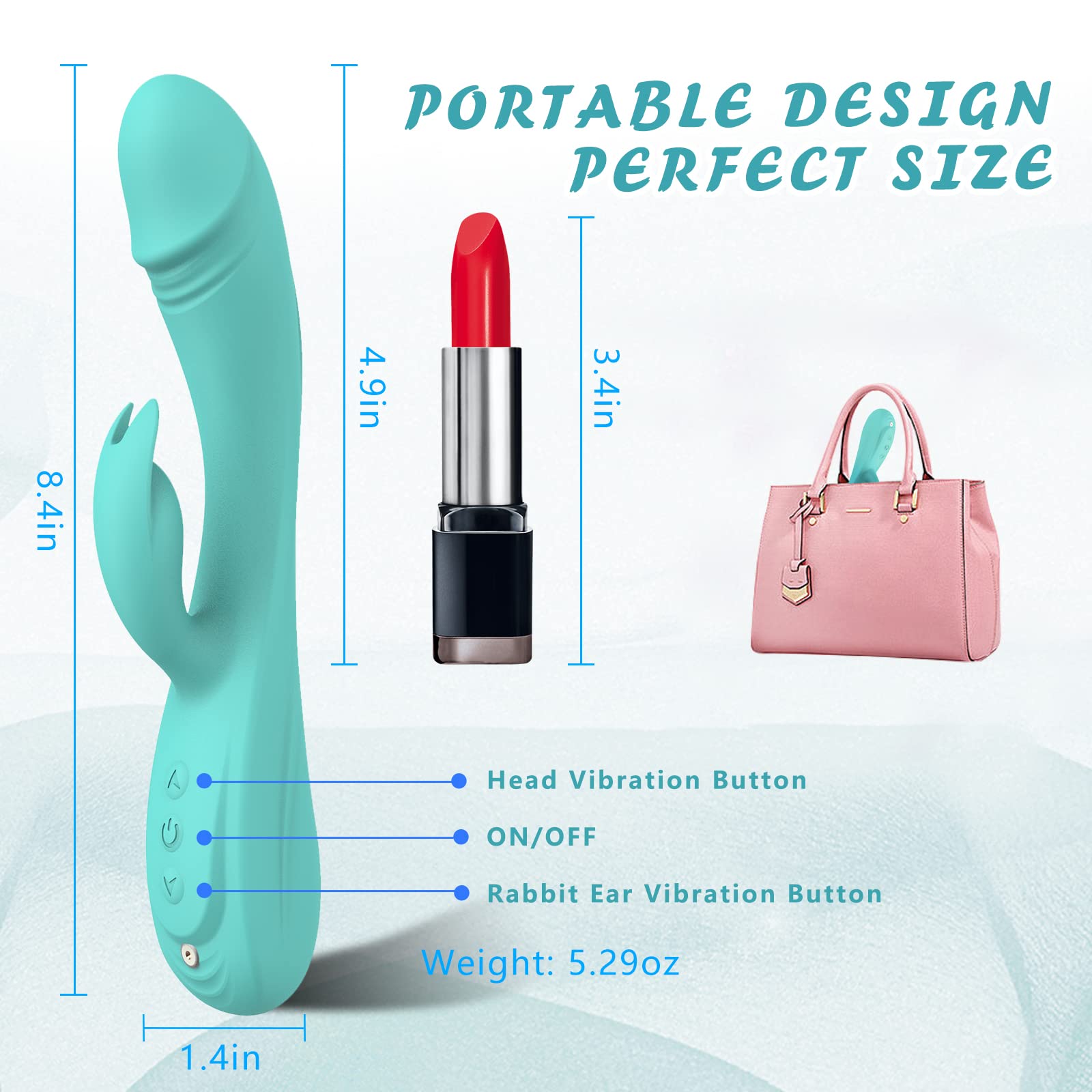 Consolador Vibrador 3en1 Juguetes Sexuales para Mujeres,7 * 7 Modo Vibradores CKSOHOT 8.4'' Consoladores de Silicona,Carga Magnética Juguetes Sexuales Juegos para Adultos (Turquesa)