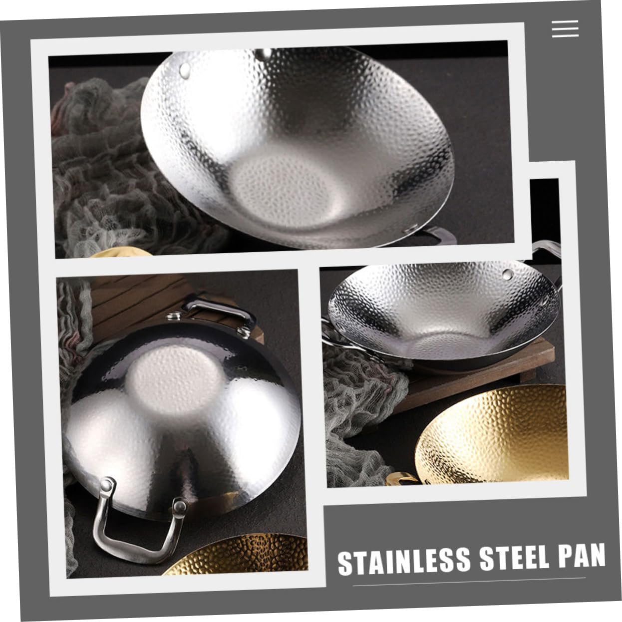 IMIKEYA Cooking Pot Handle Hammered Griddle for Kitchen Restaurant Hot Pot Shop