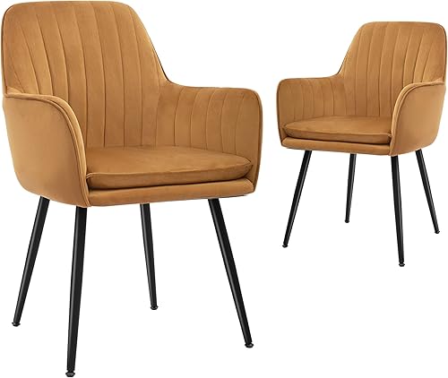 Miniatura 9 de CangLong Furniture - Juego de 2 sillas modernas para sala de estar, comedor, con brazos decorativos, para club, invitados, con patas de metal
