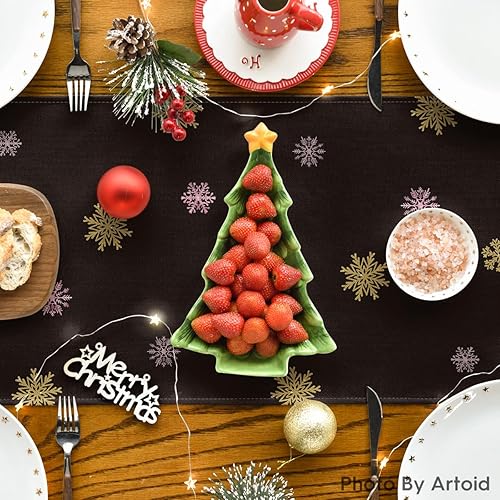 Miniatura 4 de Artoid Mode Árbol de Navidad rojo Let It Snow Snowflake Camino de mesa de invierno, decoración de mesa de comedor de cocina de Navidad para fiesta