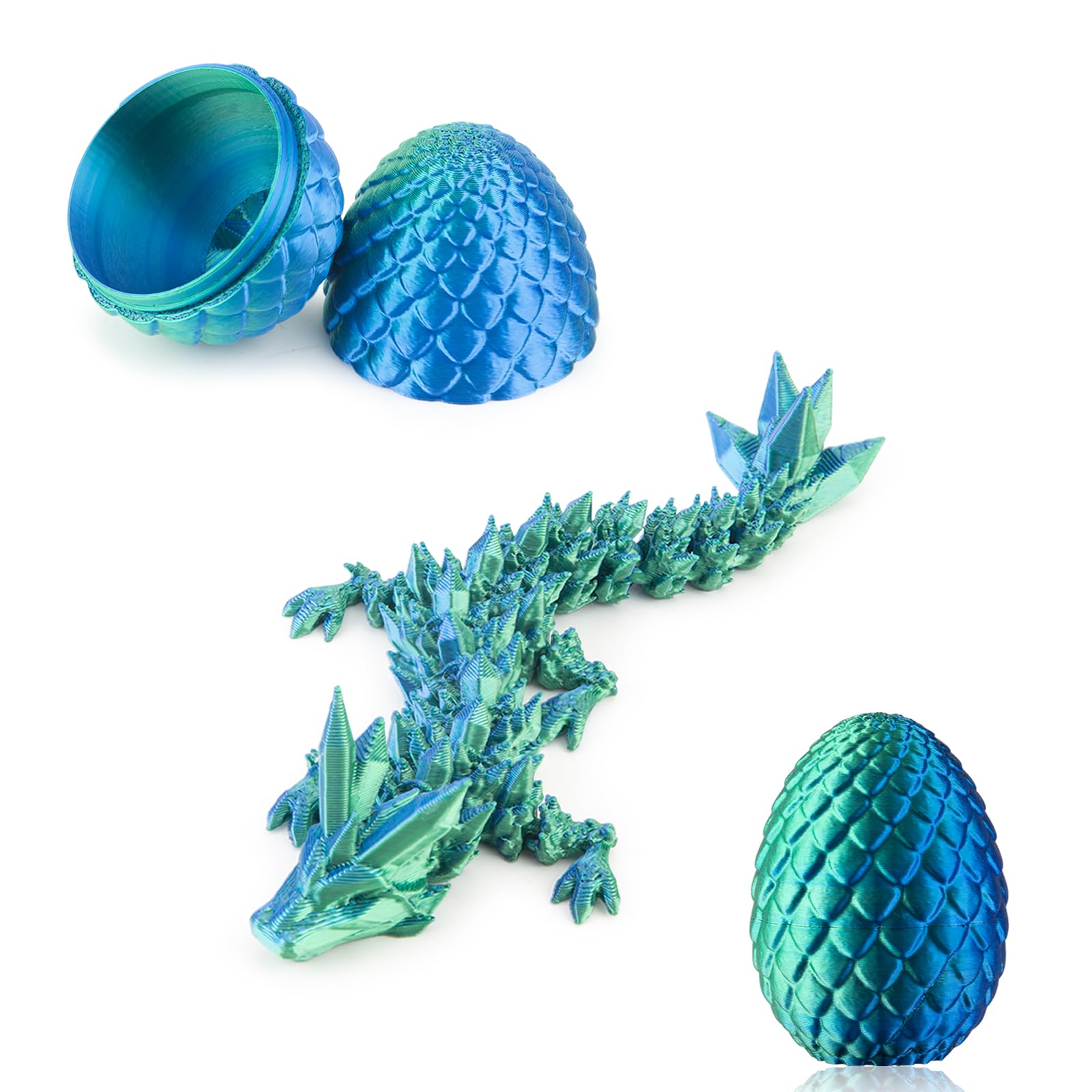 Dxldfks 3D Printed Dragon with Egg, Small Articulated Crystal Dragons Eggs for Easter Basket Stuffers Home Office Decoration Executive Desk Toys,