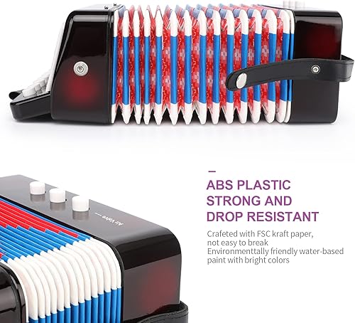 Miniatura 4 de Acordeón para niños, control de 10 teclas, mini juguete de acordeón, regalos fáciles de tocar para niños y principiantes, instrumento musical ligero