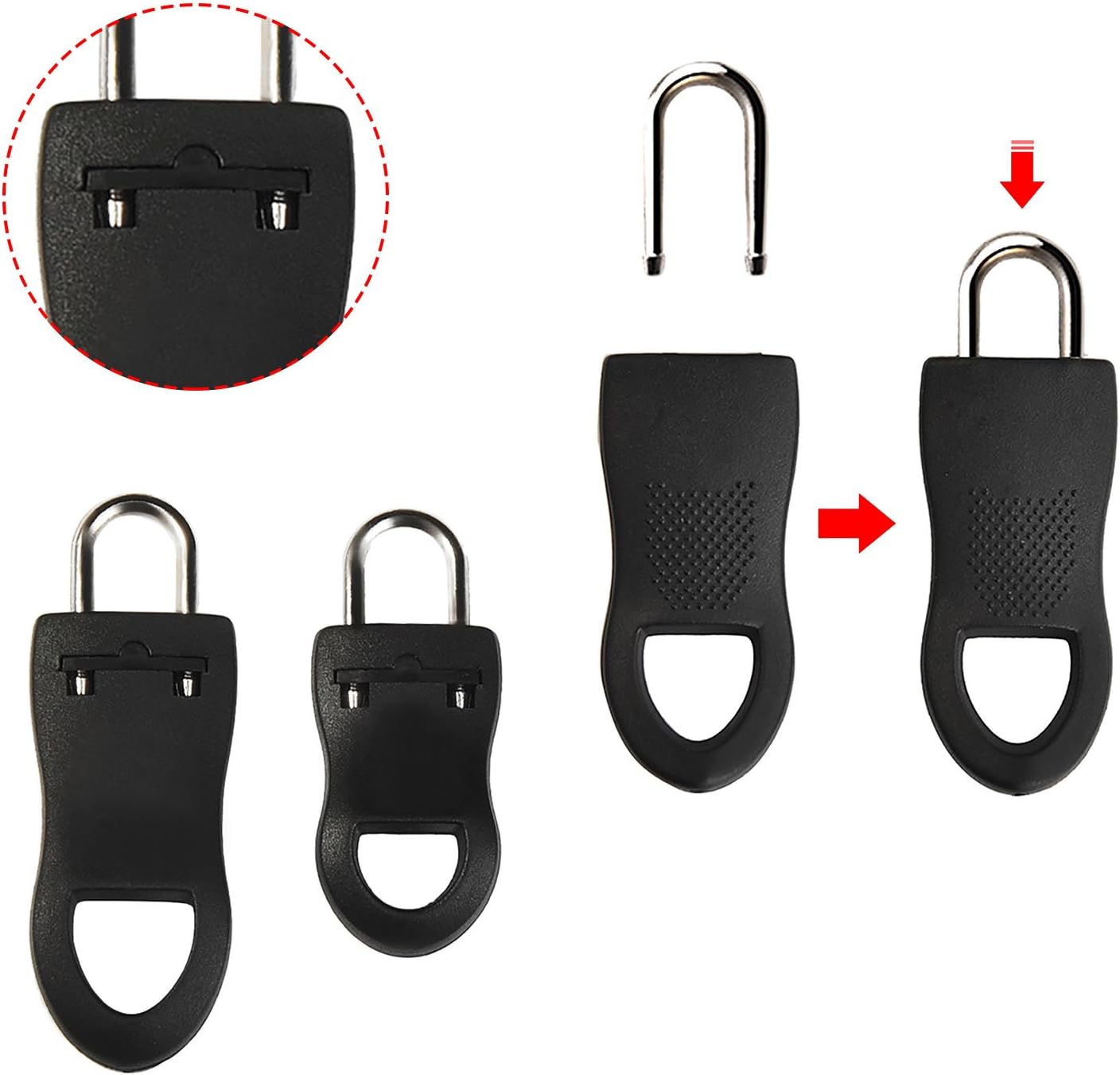 Hicarer 48 Pieces Zipper Pulls Zip Fixer Tags Zipper Repair Tabs Replacements for Clothes, Bags and Crafts (8 Colors) : Arts, Crafts & Sewing