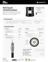 Vista 5 de TRUECABLE RG6 Outdoor Quad Shield Coaxial Cable, 500ft, Black, Direct Burial (CMX), 75 Ohm, 18 AWG Bare Copper Conductor, UV Resistant, 3GHz Sweep