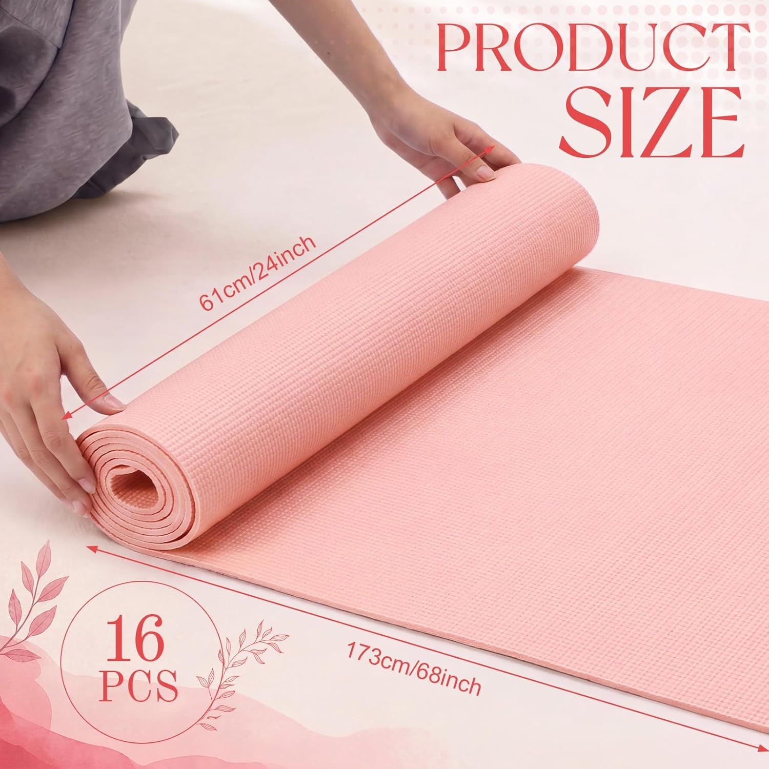 3 mm Thick Yoga Mat Bulk, Non Slip Exercise Workout Fitness Pad for Women Men, Gym Home Yoga Pilates, Easy to Clean, Sturdy PVC