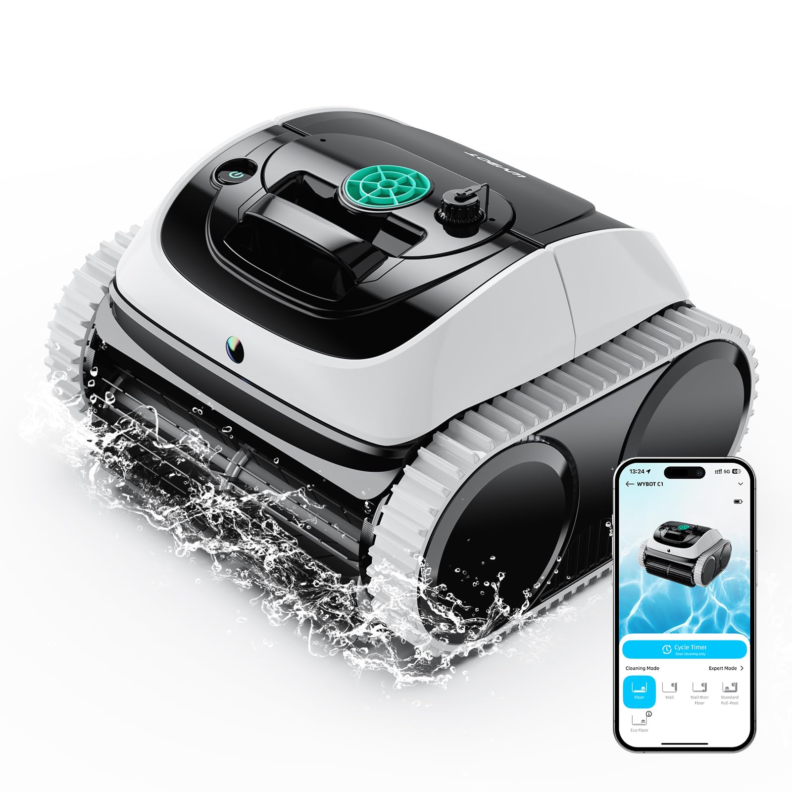 (2026 Upgrade) WYBOT C1 Pool Vacuum Robot for Above Ground & Inground Pool, 150mins Cordless Pool Cleaner, 4-in-1 Wall/Waterline/Platform Cleaning up to 1,614 sq.ft, Smart Navigation, App Control — view 9