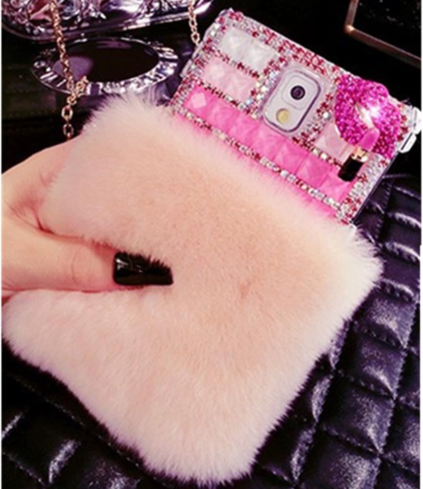 S5 Case,Samsung Galaxy S5 Case - EVTECH 3D Handmade Bling Crytal Luxury Full Fur Plush Diamond Case Flower with Shiny Sparkly Glitter Diamond Rhinestone Hard Back Case Black Cover for Samsung Galaxy S5 I9600 SM-G901