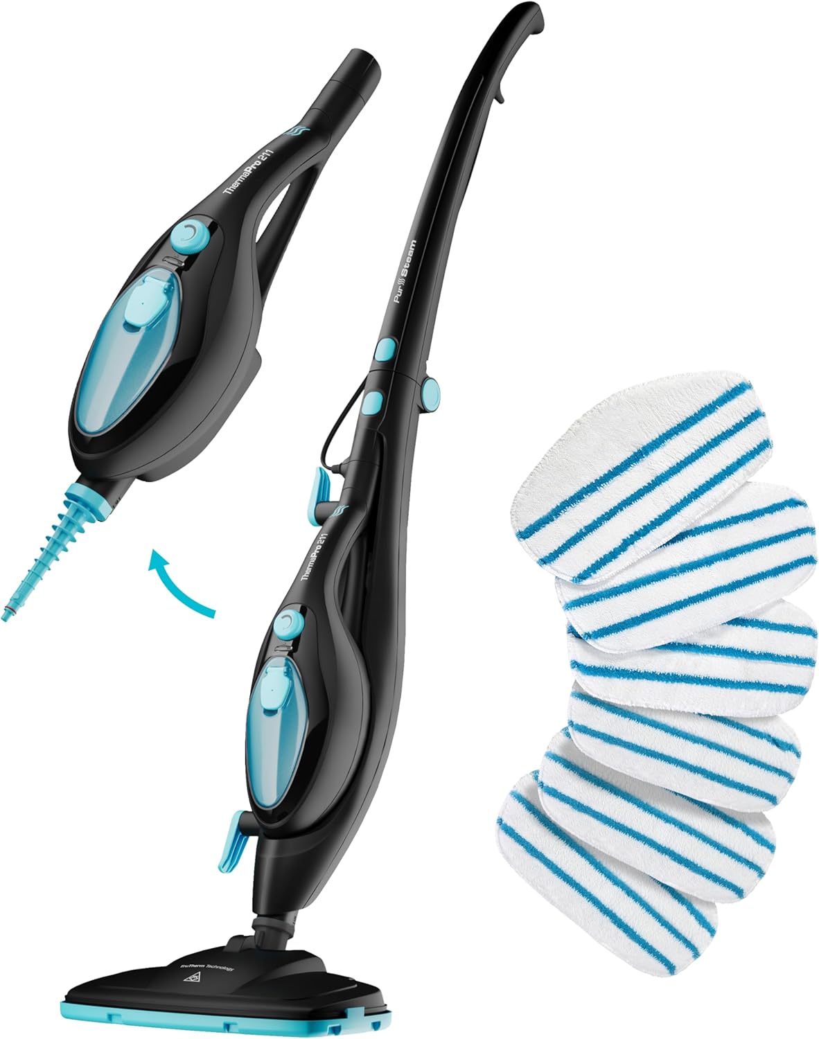 PurSteam 10-in-1 Steam Mop with 6 Mop Pads, Floor Steamer with Detachable Handheld Steam Cleaner for Tile, Hardwood Floors