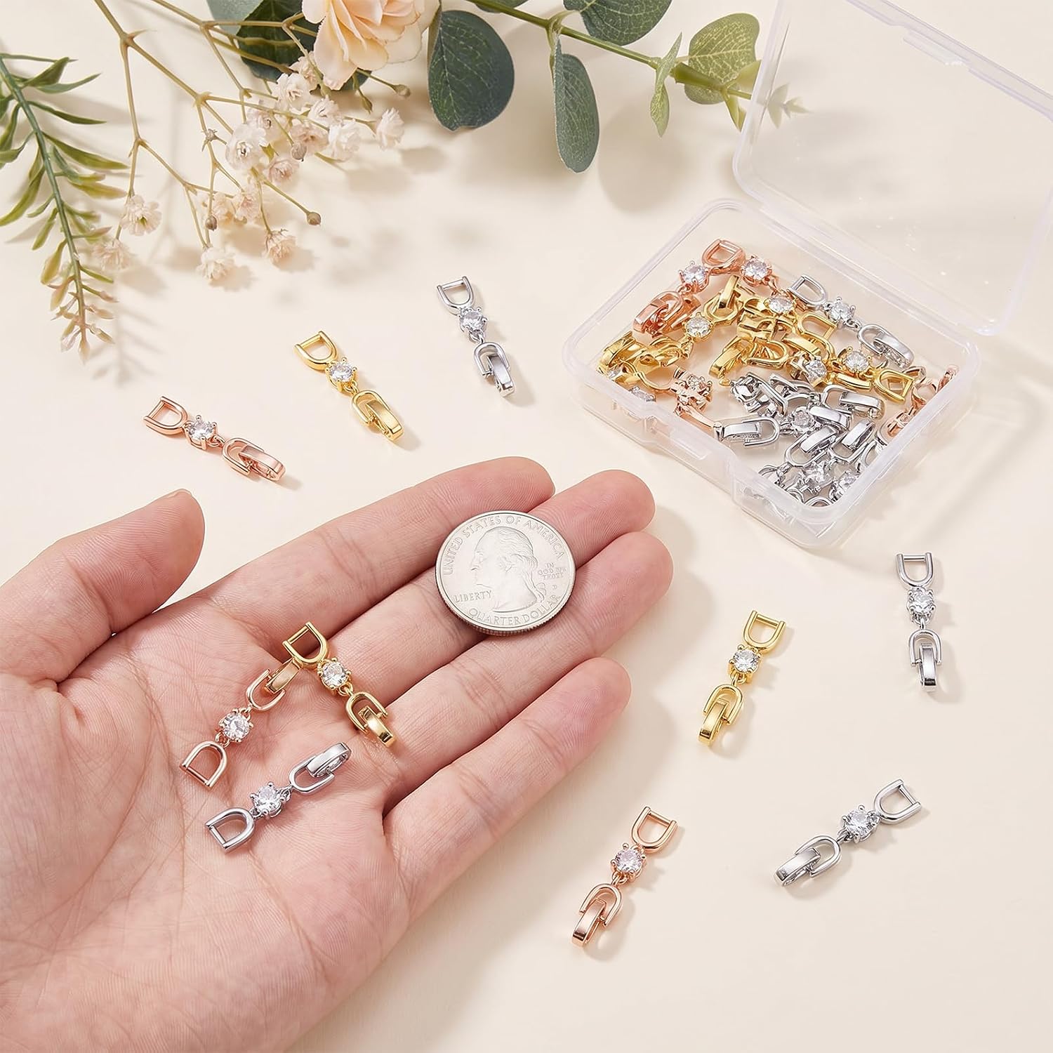 cobee 6 Pcs Rhinestone Bracelet Extender Clasp, 3 Colors Fold Over Necklace Extender Watch Extension Clasp for Bracelets Necklaces Watches Jewelry Making