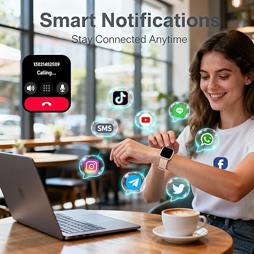 Miniatura 2 de Reloj inteligente rastreador de actividad para mujeres y hombres, HD de 1.83 pulgadas con llamadas Bluetooth, monitor SpO2 de sueño de frecuencia