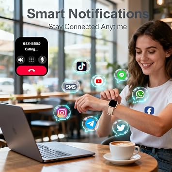 Fitness Tracker Watch for Women Men, Bluetooth Calling, 1.83 HD Display, 100 Sports Modes, Heart Rate & Sleep Tracking, IP68 Waterproof, Compatible with Android & iOS (Pink)