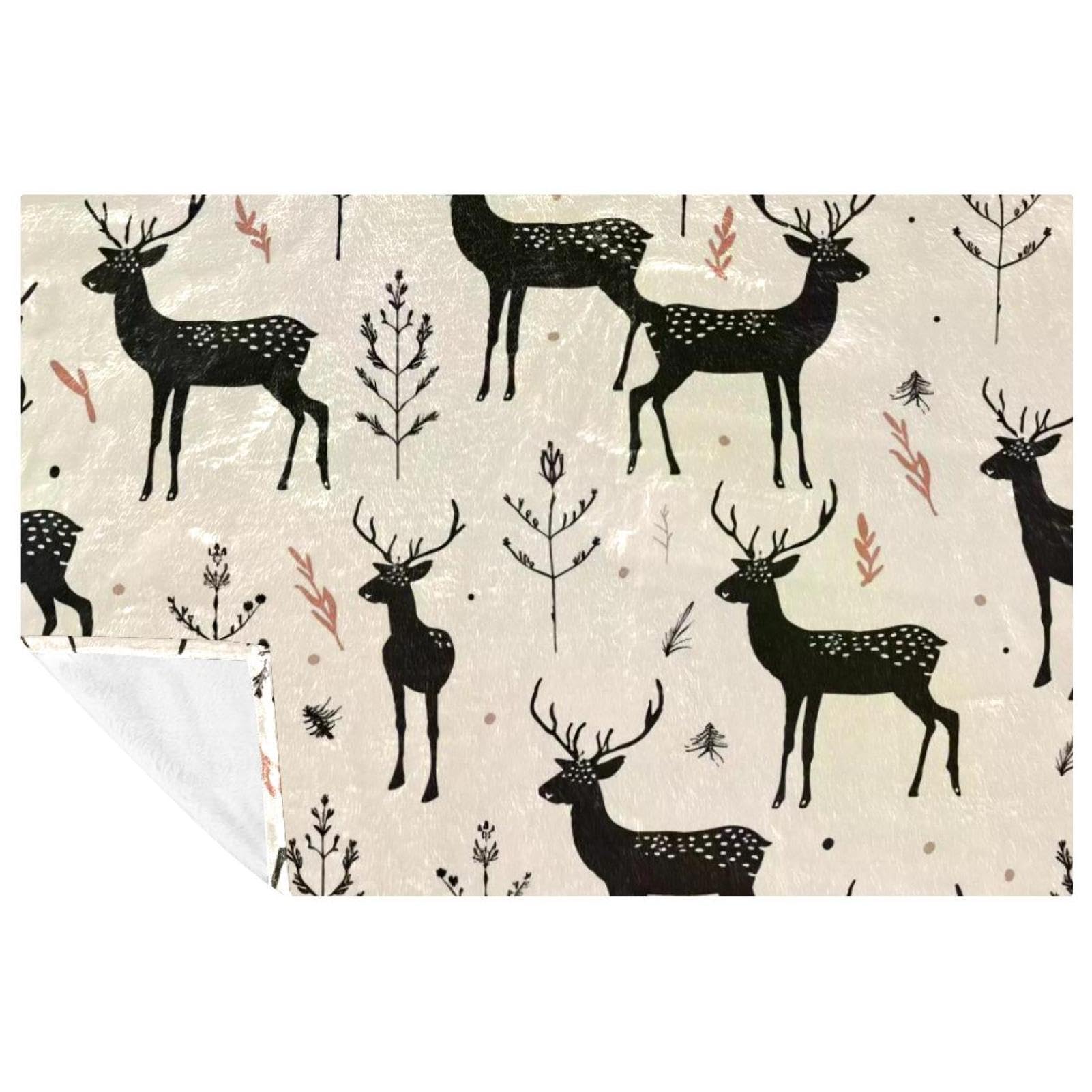Couverture silhouette de cerf chaude contre le froid pour lit et soirées d'hiver