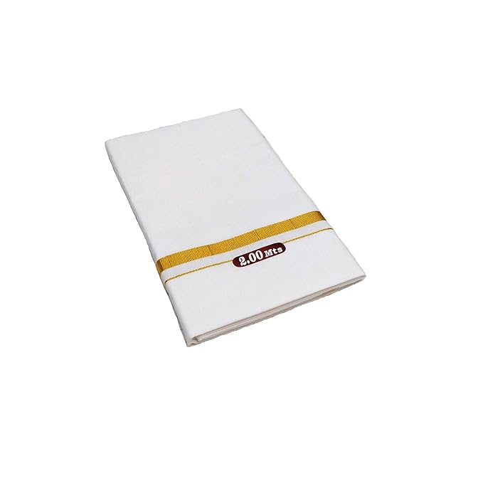 Cotton Cool Cotton Men's Cotton Dhoti With Zari Border (White)