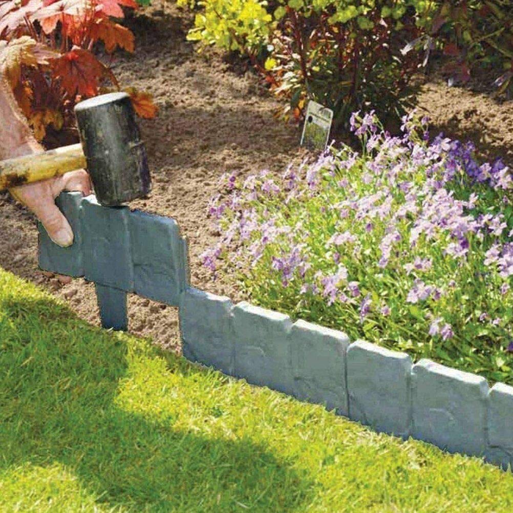 AYNEFY 20pcs Plastic Garden Fence Landscape Edging Border, Decorative Lawn Border for Flower Bed, Path, PP Material (4)