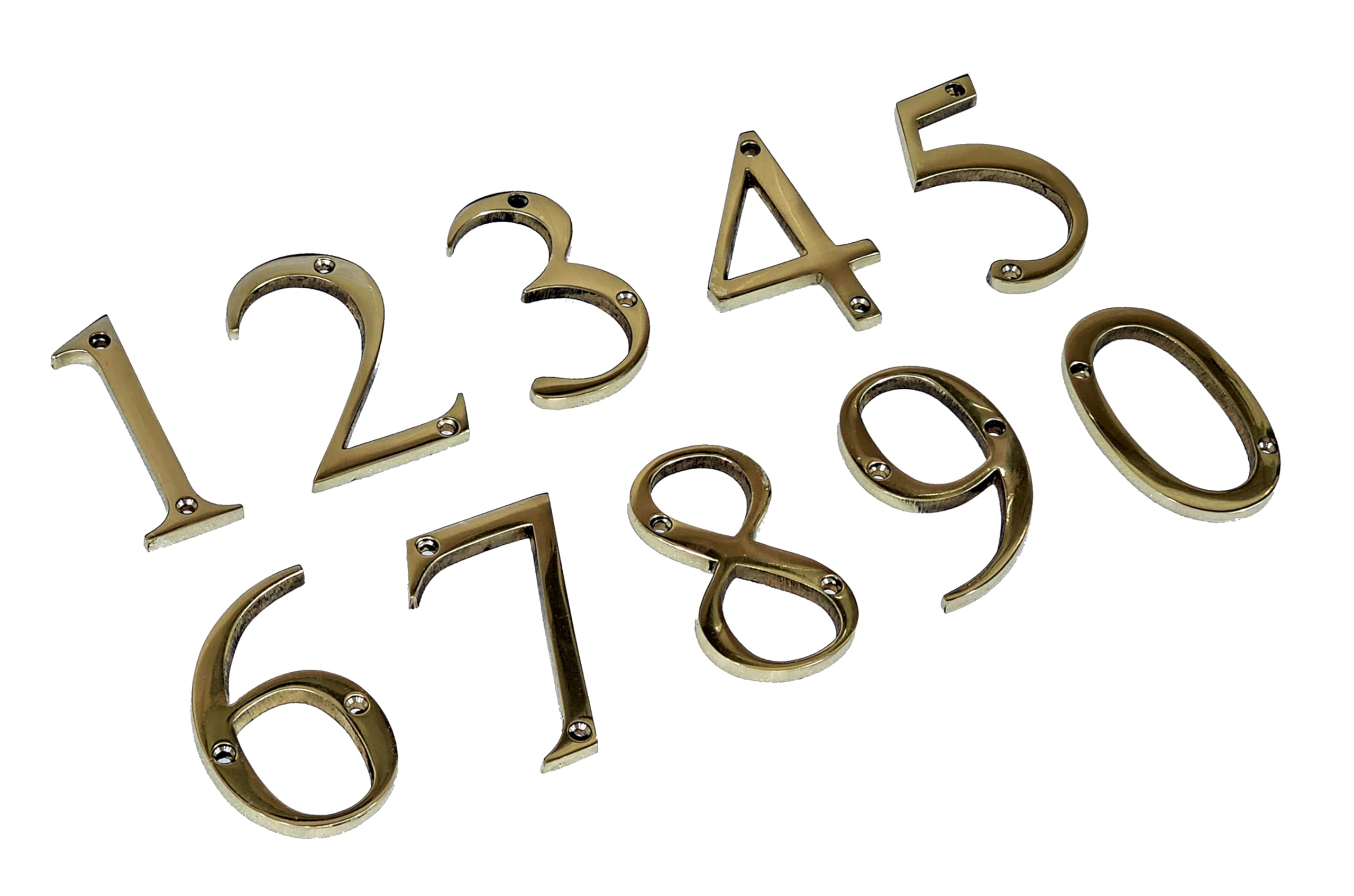 eSplanade 3" Brass House Hotel Door Number Plaque – Numeric Numerical Digit Sign for Home Office Hotel Guest House – Polished Brass Finish with Screws (Number 3) — Amazon image 3