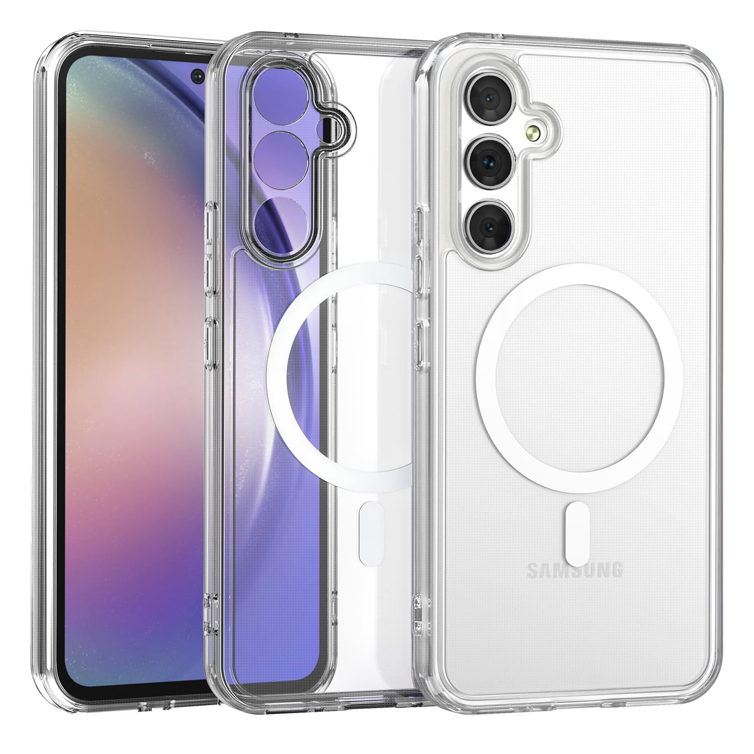 ZYIMOU Cover per Samsung Galaxy A54 5G Compatibile con MagSafe, Magnetica Custodia Samsung Galaxy A54 5G Traslucida Opaca Posteriore Antiurto Antigraffio Retro Protettiva Case, Trasparente