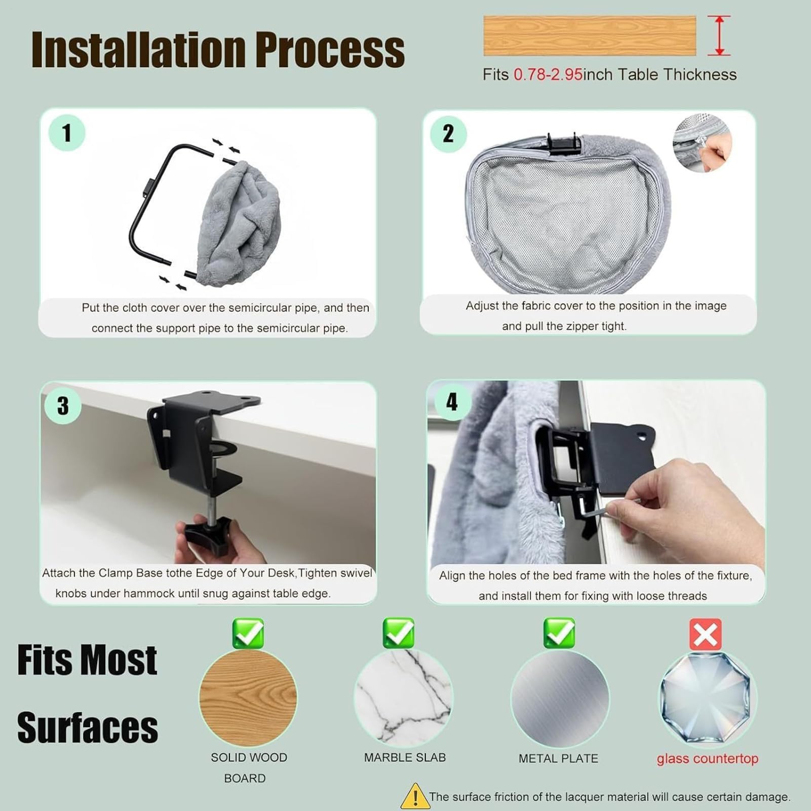 Hamaca para Escritorio de Gato,Percha Plegable Que Ahorra Espacio - Hamaca fijada al Escritorio - para Interior, Oficina en Casa, Sala de Juegos, Mesas, Estanterías, Puertas, Pequeño, Mediano,