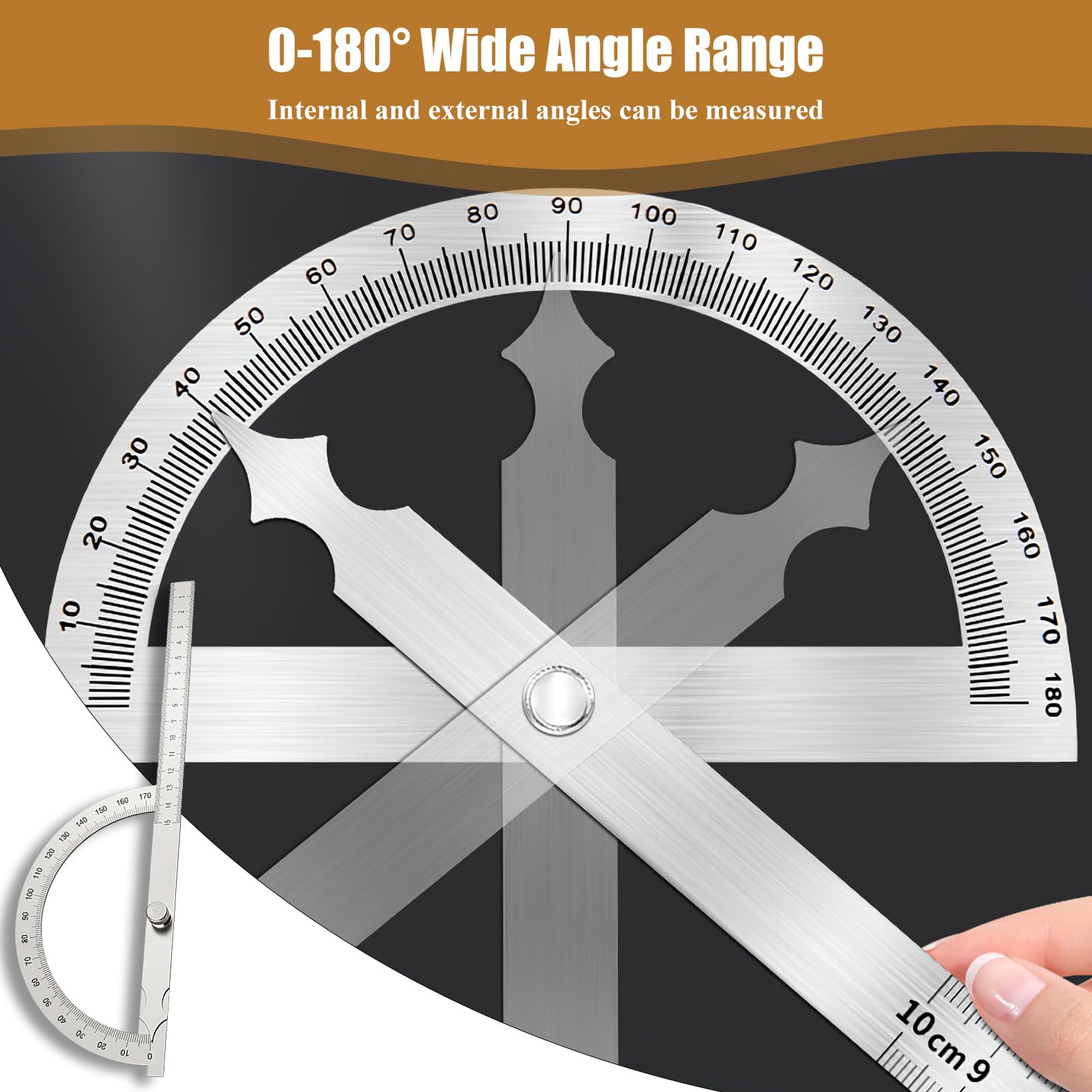 Goniometro digitale ad angolo falso squadro, realizzato in acciaio inossidabile, 0-180°, 15 cm portatile, adatto per la produzione di fai da te, la lavorazione del legno, la casa