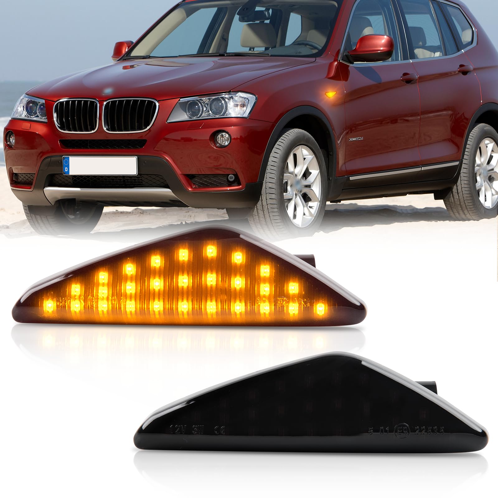 LED Blinker Seitenblinker für BMW E70 X5 E71 X6 F25 X3, Blinker mit Canbus Fehlerfrei, 2 Stück