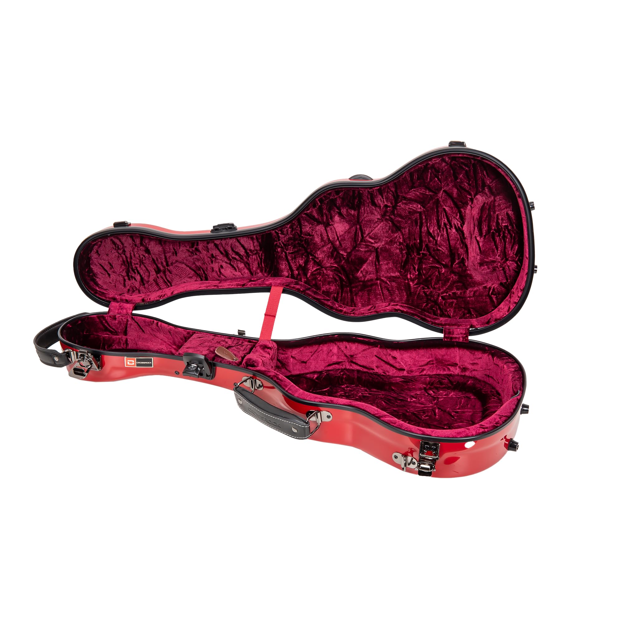 Crossrock CRF2030TURD Étui pour ukulélé ténor – Convient pour ukulélé ténor jusqu'à 68,6 cm – Coque Rigide en 100% Fibre de Verre avec loquets de Marque, Serrure TSA, Compartiment pour Accessoires et